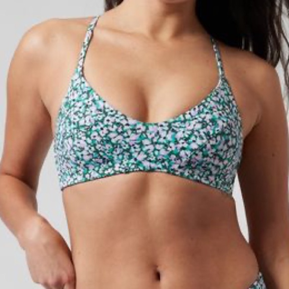 Athleta Green Floral Bikini Top – Size XS (Top Only)